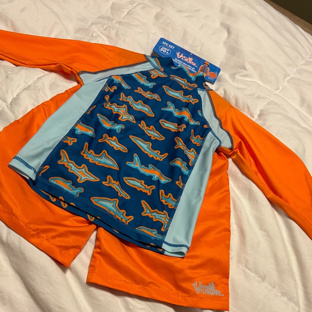 Kids Swim 3PC Set - Blue and Orange NWT